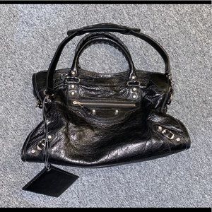 Balenciaga Black Giant City tote silver hardware